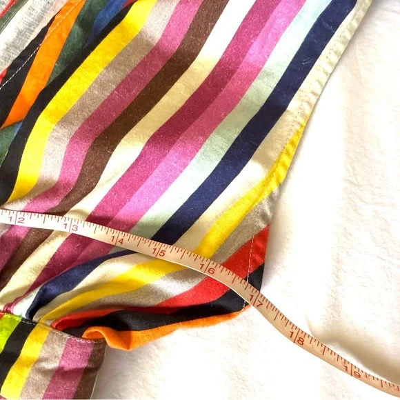 LPA NWOT Shirred Button Up Linen Dress Rainbow Strip Midi Boho Sleeveless Sz S - Picture 12 of 14